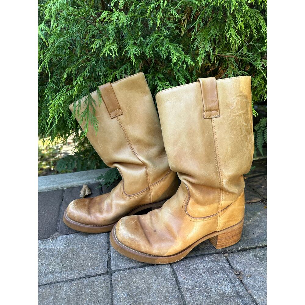 Vintage Early Cats Paw Heels Campus Pull On Boots Sz 10,10,5 Leather Korea - Picture 16 of 16